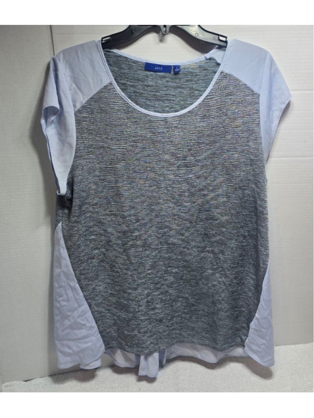 Women's APT.9 Short Sleeve Tee L Gray Light Blue